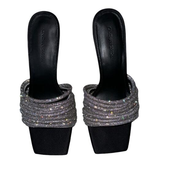 NEW NWT Jonathan Simkhai Lena Crystal Embellished Open Toe Mules Heels Size 39 - Picture 5 of 13